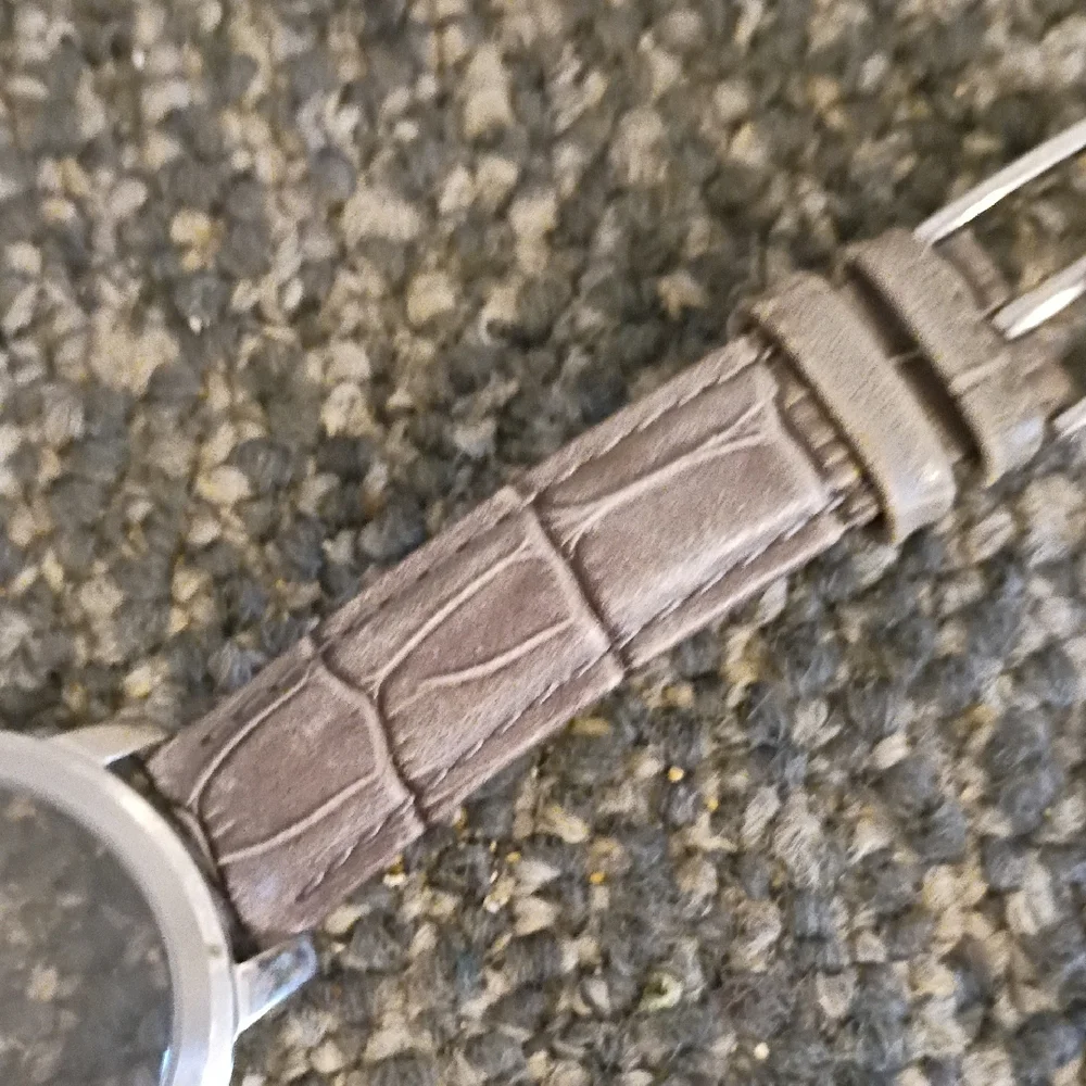 Silver Watch with Crocodile Pattern Strap